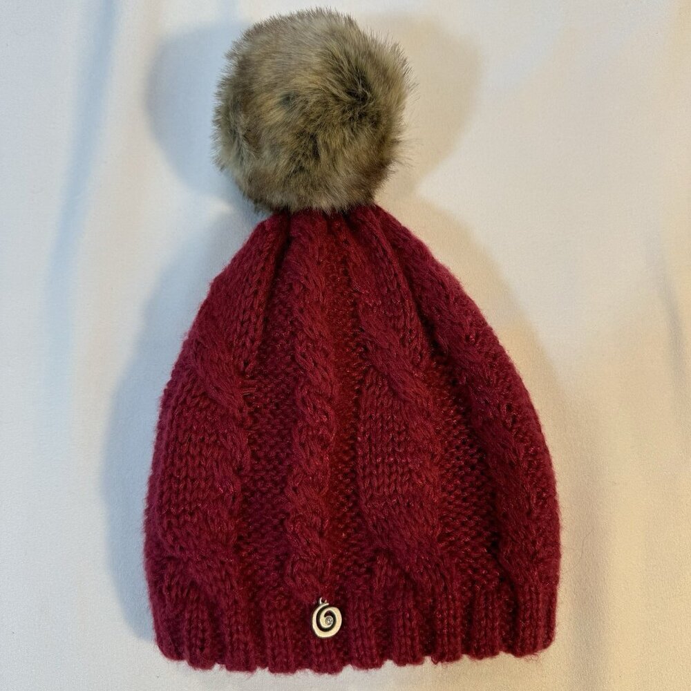 Brekka Beanie Women Fuchsia Pink Acrylic And Nylon Faux Fur Pompom Lined Small